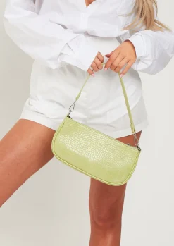 Bags & Purses*Missy Empire Roma Lime Croc Print Shoulder Bag