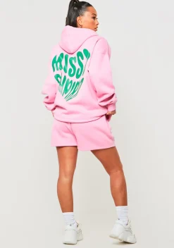 Airport Vibin'|Tracksuits*Missy Empire Roux Pink Heart Print Shorts