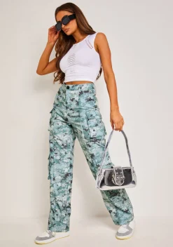Concert Outfits|Trousers*Missy Empire Roxxi Grey Multi Printed Twill Cargo Trousers