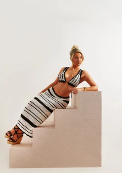 Skirts|Knitwear*Missy Empire Sabrina Black & White Stripe Knitted Maxi Skirt