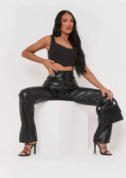 Tops*Missy Empire Sabrina Cup Detail Corset Crop Top Black