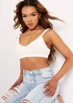 Tops|Loungewear*Missy Empire Sadie Ivory Knitted Bralet