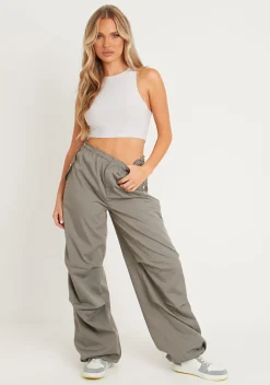 Concert Outfits|Trousers*Missy Empire Samantha Parachute Cargo Pants Charcoal