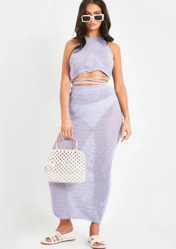 Tops|Knitwear*Missy Empire Samantha Lilac Knit Halter Neck Crop Top