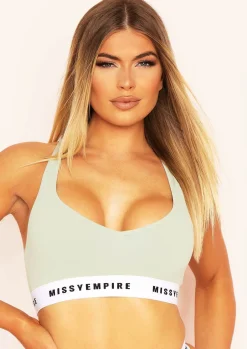 Tops|Lingerie*Missy Empire Sarah Tape Racer Back Cropped Bralet Sage