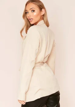Coats & Jackets|Blazers*Missy Empire Saria Belted Blazer Beige