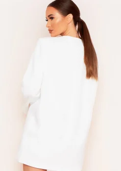 Coats & Jackets|Blazers*Missy Empire Sasha White Plunge Collarless Longline Oversized Blazer