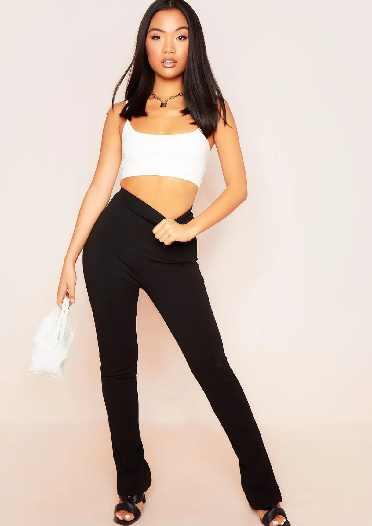 Airport Vibin'|Tops*Missy Empire Savanna Cream Strappy Plunge Neck Crop Top