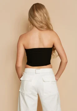 Concert Outfits|Tops*Missy Empire Scarlett Black Eyelet Panel Corset Top