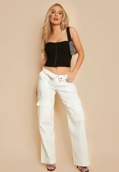 Concert Outfits|Tops*Missy Empire Scarlett Black Eyelet Panel Corset Top