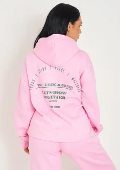 Airport Vibin'|Tracksuits*Missy Empire Serena Baby Pink Printed Oversized Hoodie