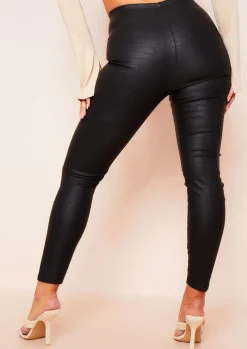 Leggings*Missy Empire Serena Black Croc Print Leather Leggings