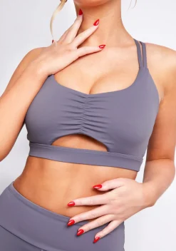 Gym Tops|Tops*Missy Empire Shannon Active Cross Back Sports Bra Charcoal