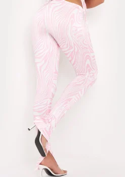Rave Outfits|Trousers*Missy Empire Shea Zebra Print Tie Waist Split Hem Trouser Pink