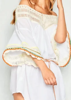 Dresses*Missy Empire Sienna White Wool Bardot Kaftan