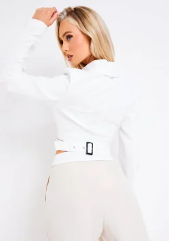 Coats & Jackets|Blazers*Missy Empire Sienna White Wrap Cut Out Detail Cropped Blazer