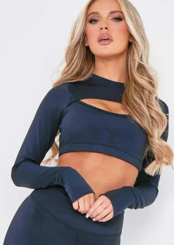 Gym Tops|Tops*Missy Empire Sofia Cut Out Gym Crop Top Black