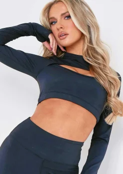 Gym Tops|Tops*Missy Empire Sofia Cut Out Gym Crop Top Black