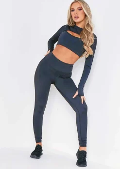 Gym Tops|Tops*Missy Empire Sofia Cut Out Gym Crop Top Black