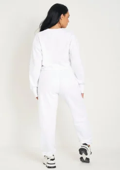 Airport Vibin'|Tracksuits*Missy Empire Sofia Black Succeed Slogan Cropped Sweatshirt White