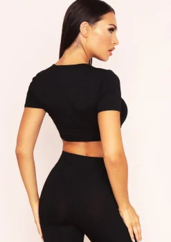 Tops|Basics*Missy Empire Stassie Capped Sleeve Crop Top Black