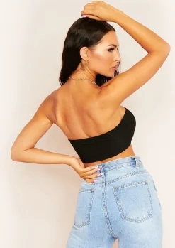 Tops*Missy Empire Stella Bandeau Crop Top Black