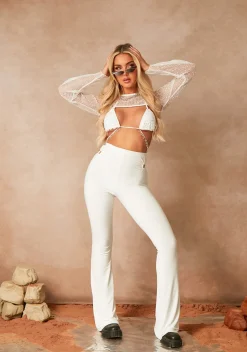 Trousers*Missy Empire Summer Cream Flare Co-ord Trousers