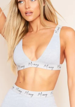 Tops|Loungewear*Missy Empire Suriya Missy Tape Triangle Jersey Bralet Grey