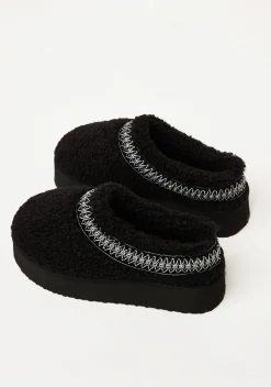 Boots*Missy Empire Tammy Platform Faux Shearling Slip On Boots Black