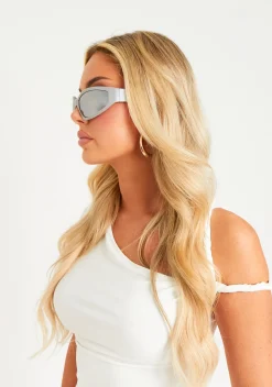 Sunglasses*Missy Empire Taylor Silver Wrap Around Sunglasses
