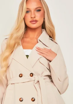 Coats & Jackets*Missy Empire Teagan Beige Short Trench Coat