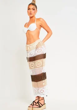Skirts|Knitwear*Missy Empire Valentina Multi Crochet Panelled Maxi Skirt Multicoloured