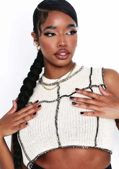 Tops|Knitwear*Missy Empire Valeria Beige Knit Crop Top