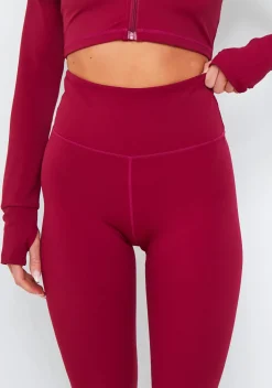 Gym Bottoms|Leggings*Missy Empire Valeria Burgundy High Waisted Gym Leggings Red