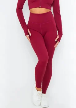 Gym Bottoms|Leggings*Missy Empire Valeria Burgundy High Waisted Gym Leggings Red