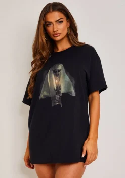 Tops*Missy Empire Veronica Black Halloween Nun Oversized Graphic T-Shirt