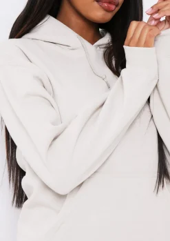 Airport Vibin'|Hoodies & Sweats*Missy Empire Vickie Beige Oversized Drawstring Hoodie
