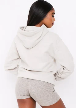 Airport Vibin'|Hoodies & Sweats*Missy Empire Vickie Beige Oversized Drawstring Hoodie