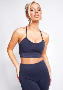 Gym Tops|Tops*Missy Empire Vienna Acid Wash Seamless Active Sports Bra Black