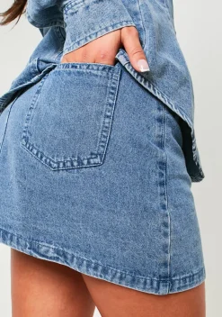 Concert Outfits|Skirts*Missy Empire Vivianne Blue Washed Denim Micro Mini Skirt