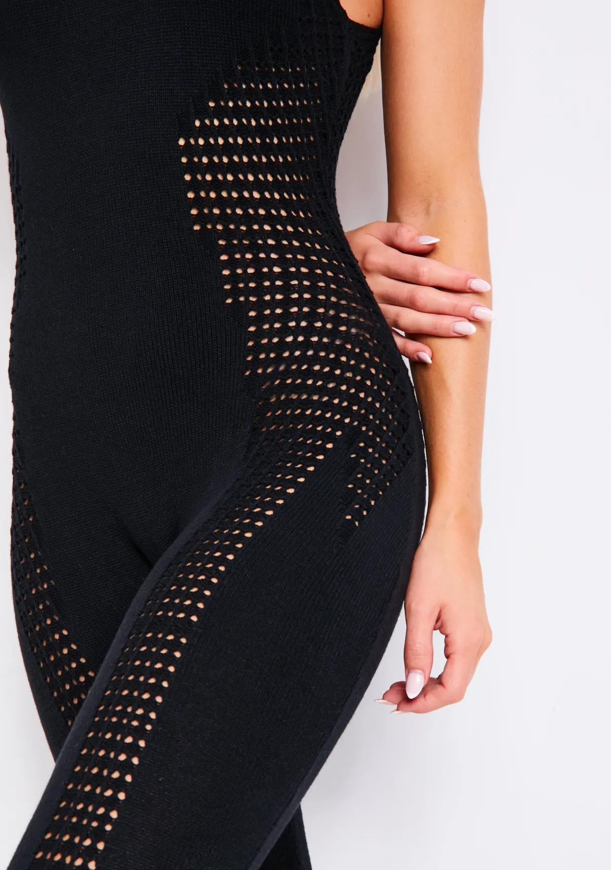 Knitwear|Jumpsuits & Playsuits*Missy Empire Zahra Contour Effect Knit Jumpsuit Black