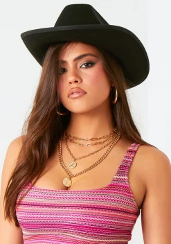 Hats*Missy Empire Zoe Black Cowboy Hat