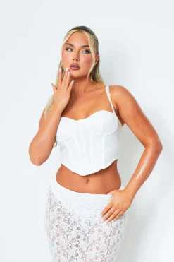 Tops|Co-Ords*Missy Empire Zoya White Lace Detail Corset Top
