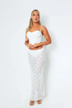 Tops|Co-Ords*Missy Empire Zoya White Lace Detail Corset Top